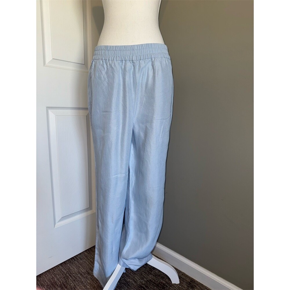 J.Crew Pants Womens Size 12 Light Blue Straight-Leg Pull On Elastic Waist Preppy